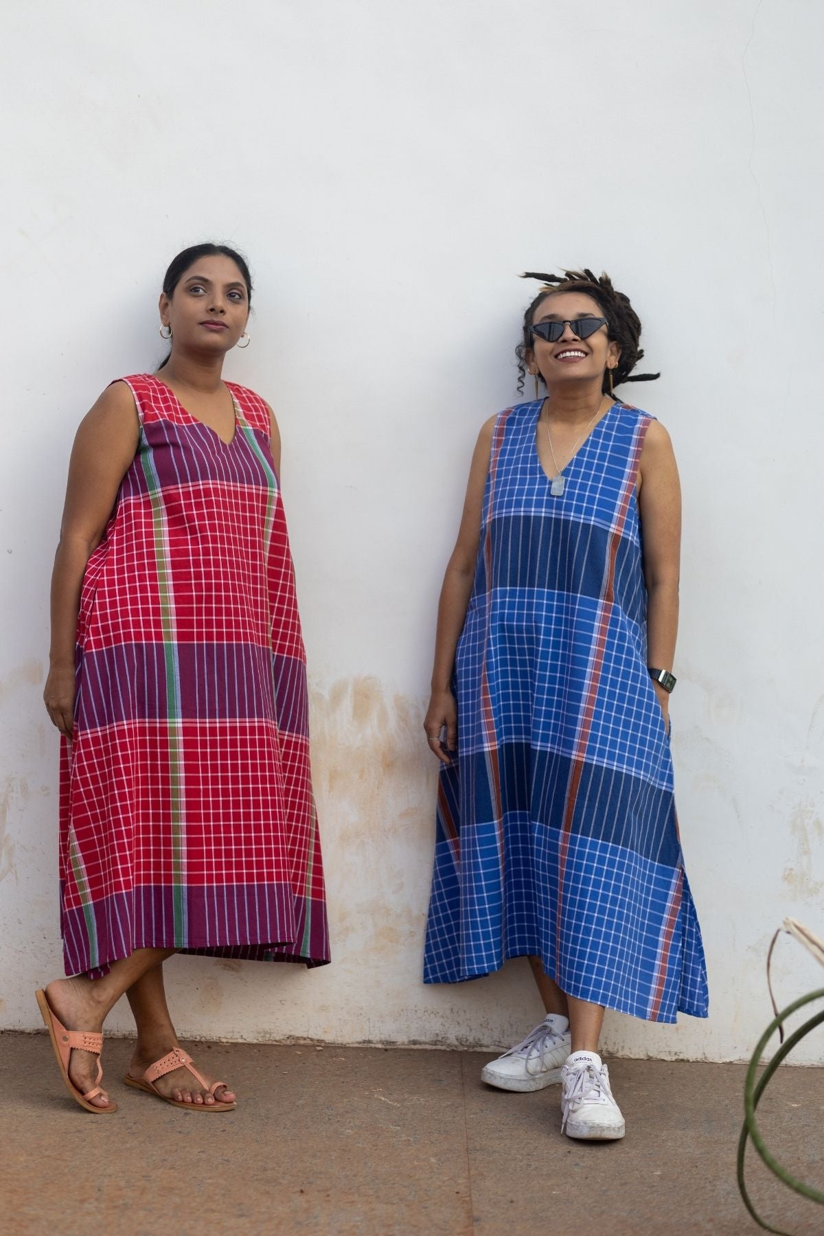 Umi Sleeveless Dress in Red Madras Checks
