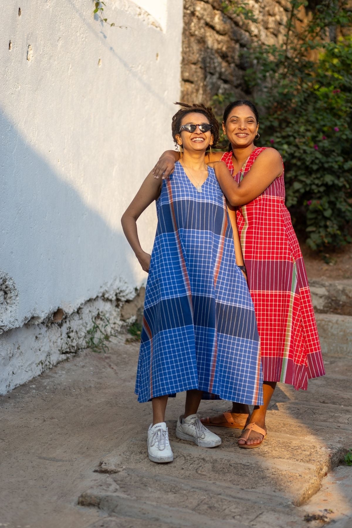 Umi Sleeveless Dress in Red Madras Checks