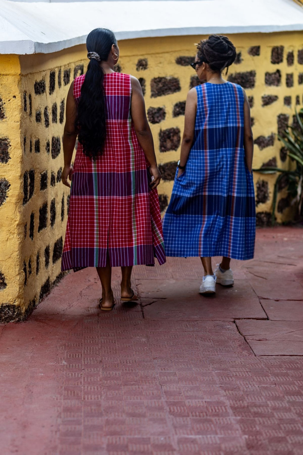 Umi Sleeveless Dress in Red Madras Checks