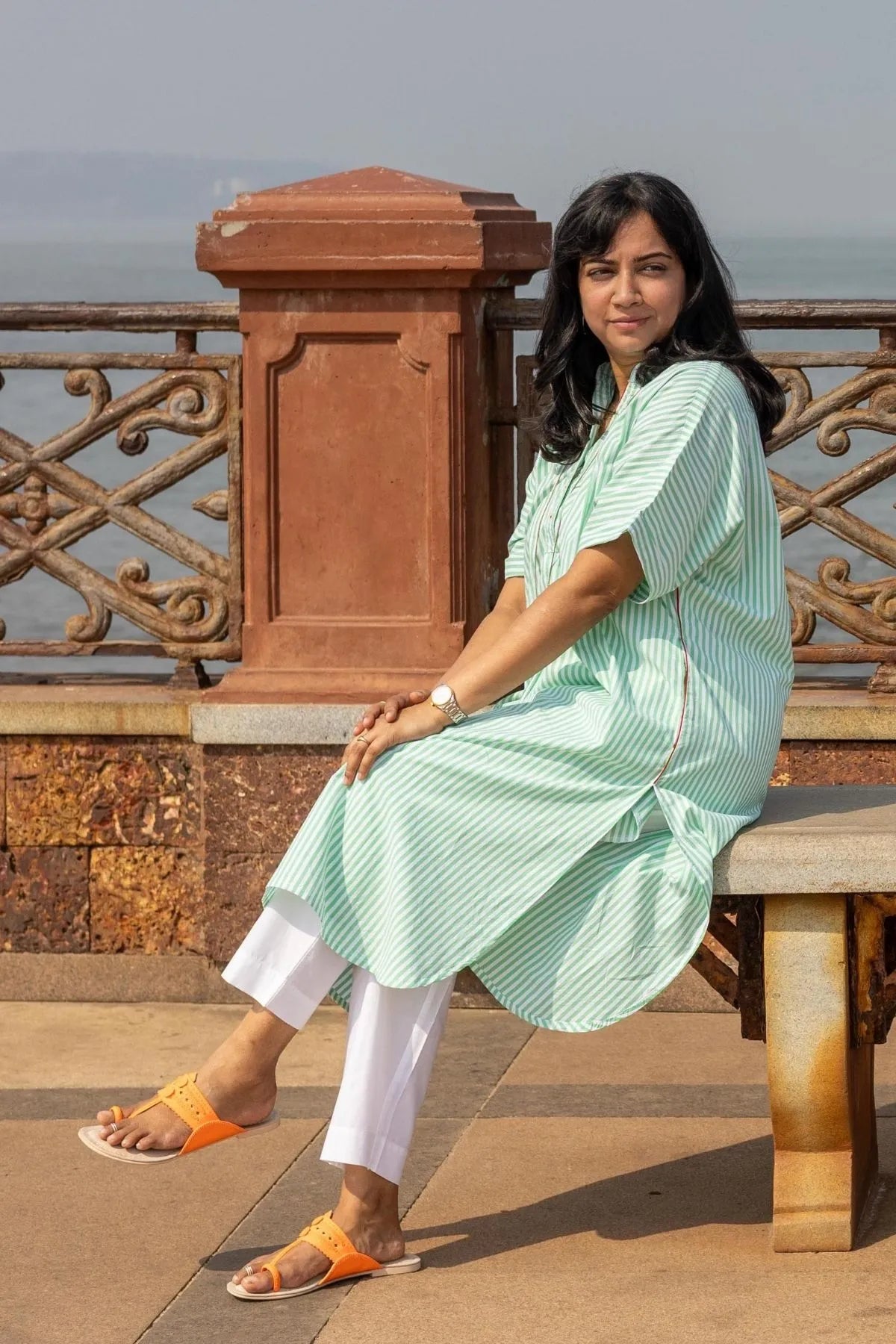 Zoya Tunic Green Stripes