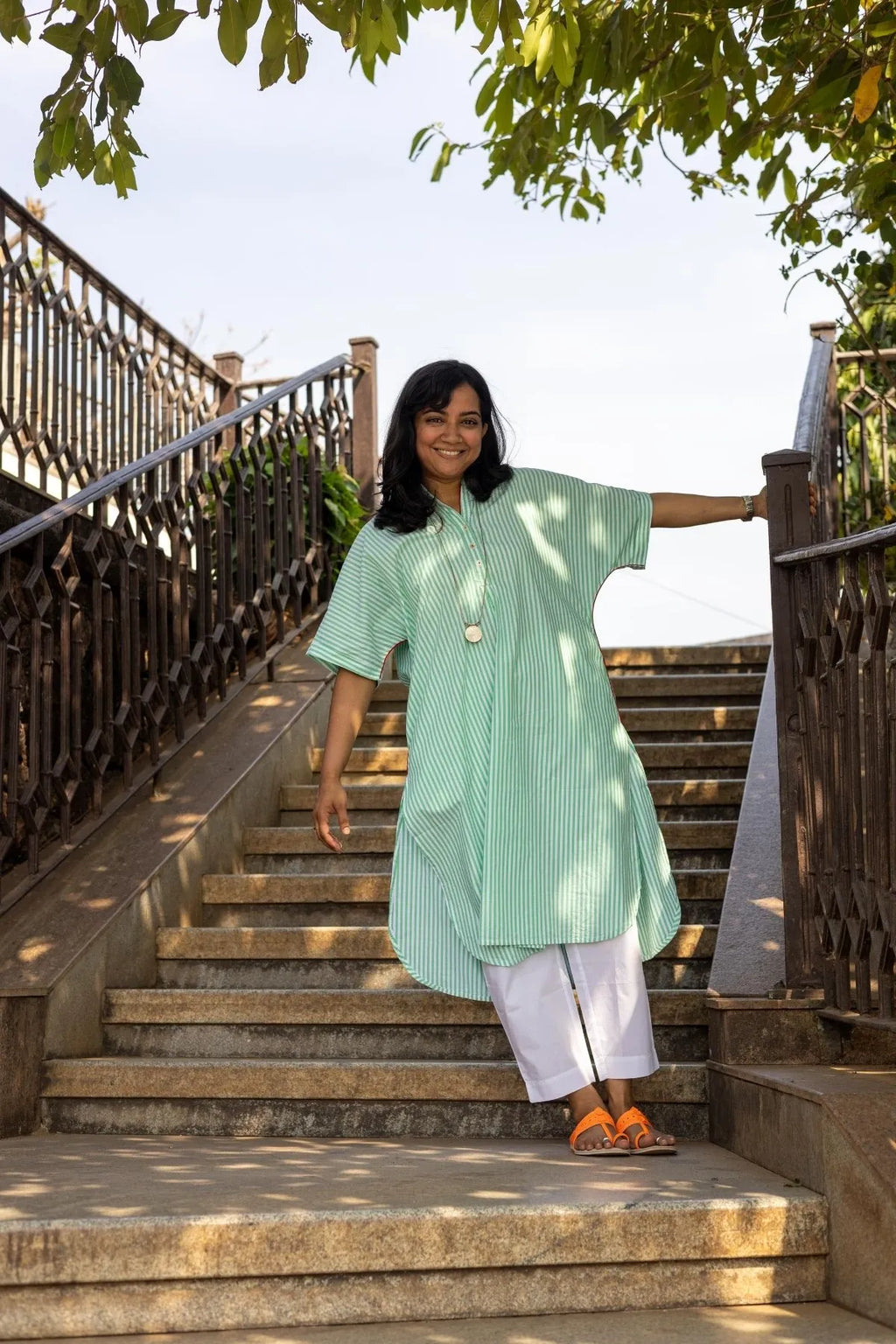 Zoya Tunic Green Stripes