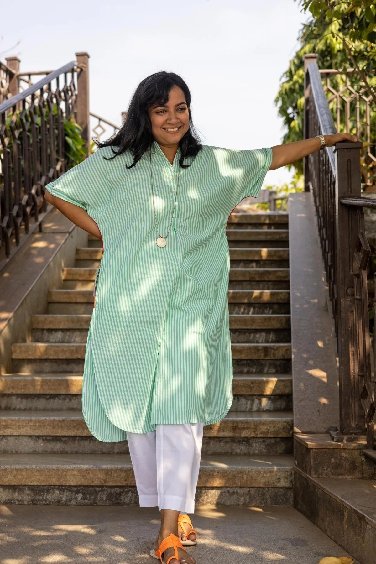 Zoya Tunic Green Stripes