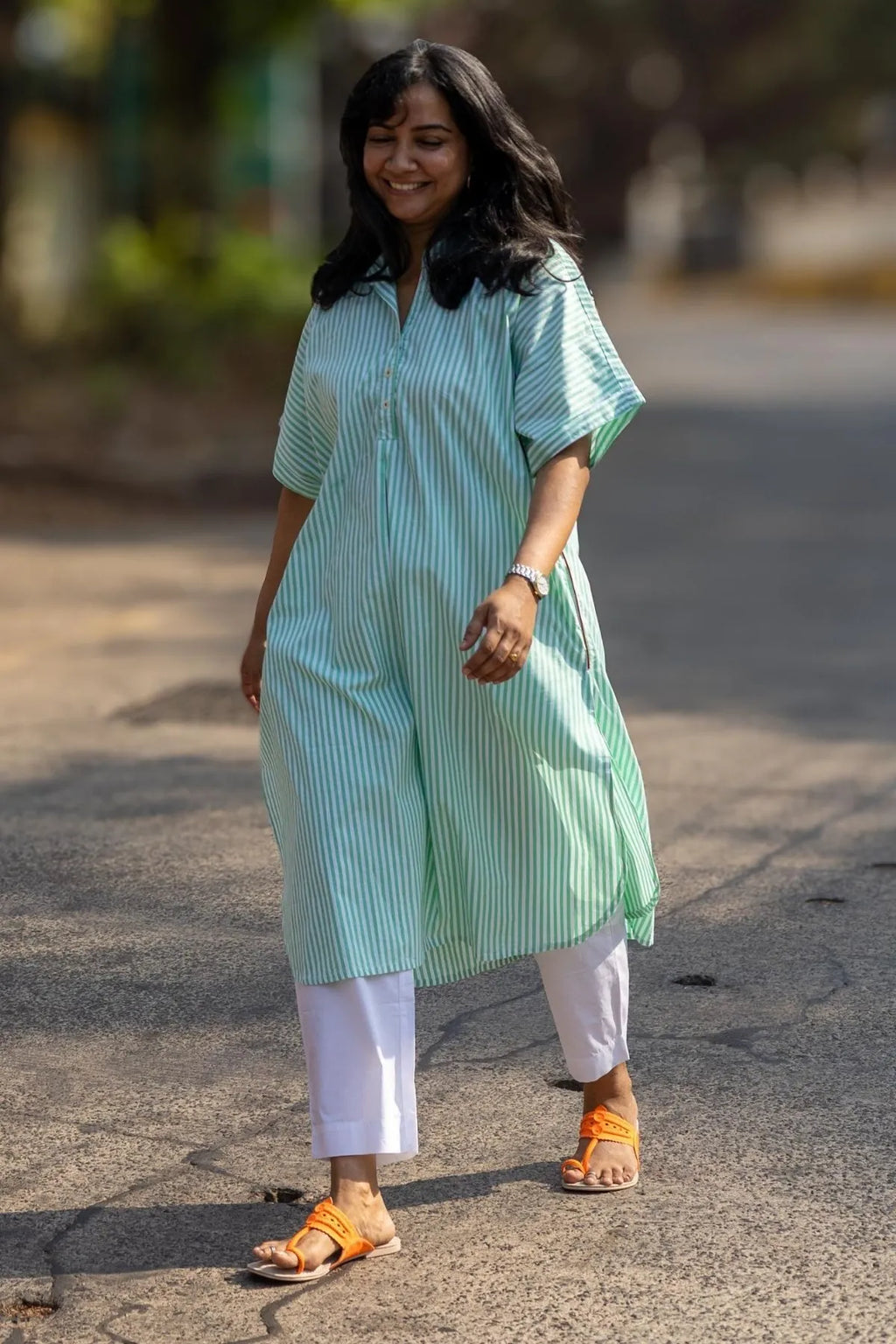 Zoya Tunic Green Stripes