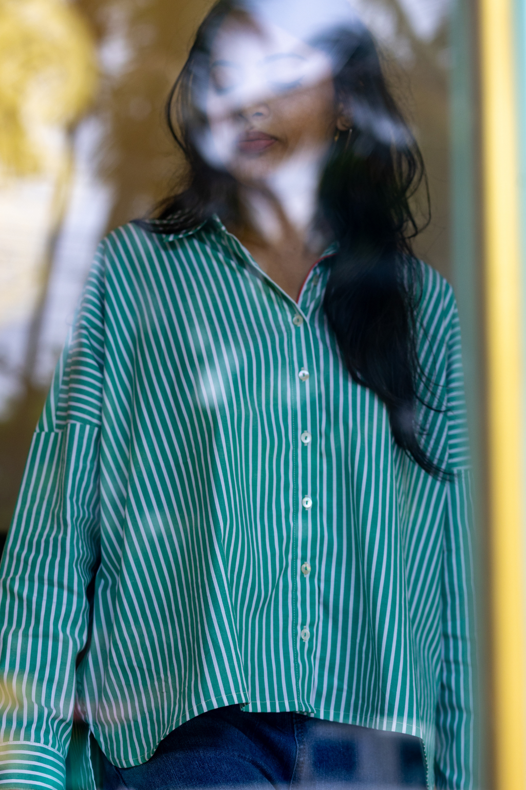Fiza Shirt in Green Stripes